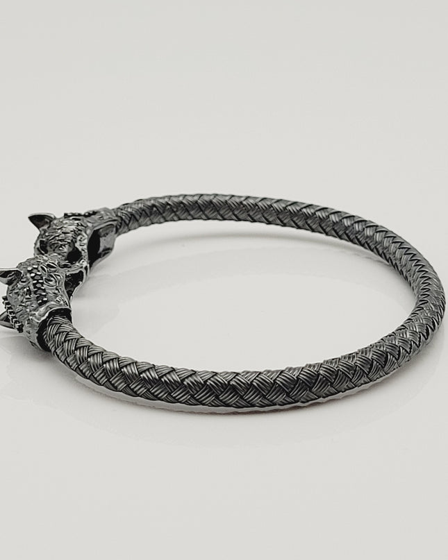 Free Size Geflochtenes Armband 925 Silber Schwarz
