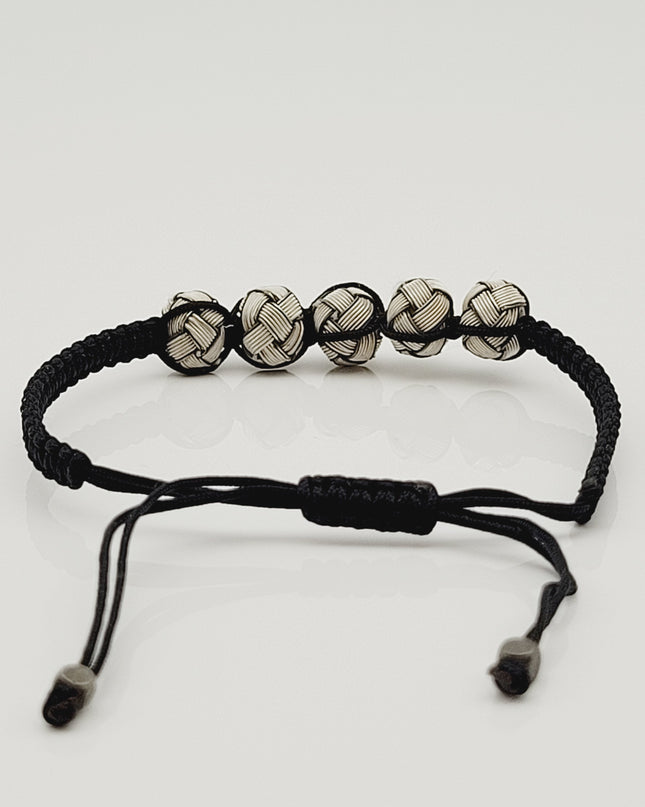 Free Size  Geflochtenes Armband 925er Silber Perlen Schnur Weiß Schwarz