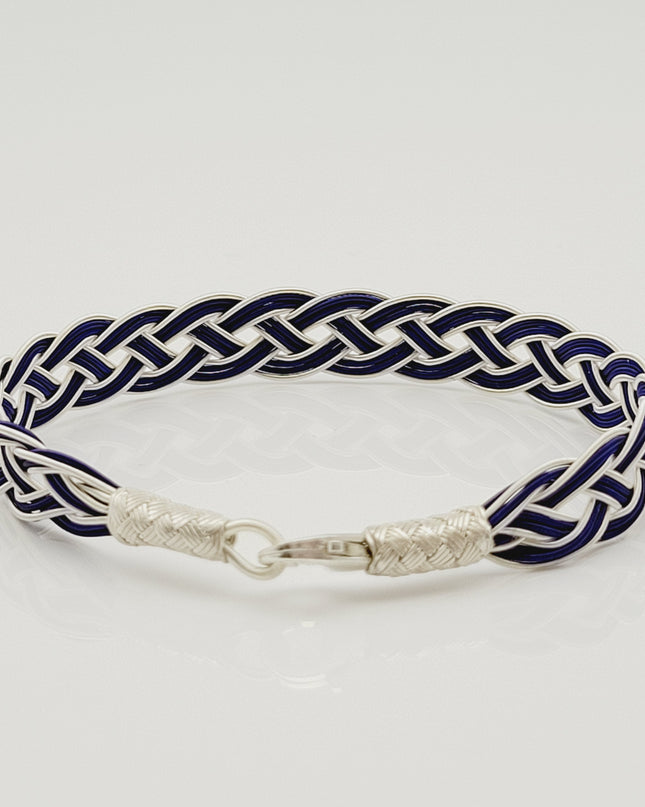 Unisex Geflochtenes Armband 925er Silber Draht Blau