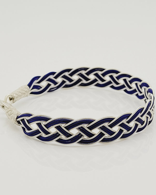 Unisex Geflochtenes Armband 925er Silber Draht Blau
