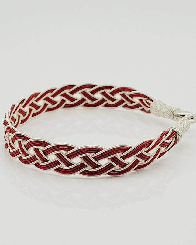Unisex Geflochtenes Armband 925er Silber Draht Rot