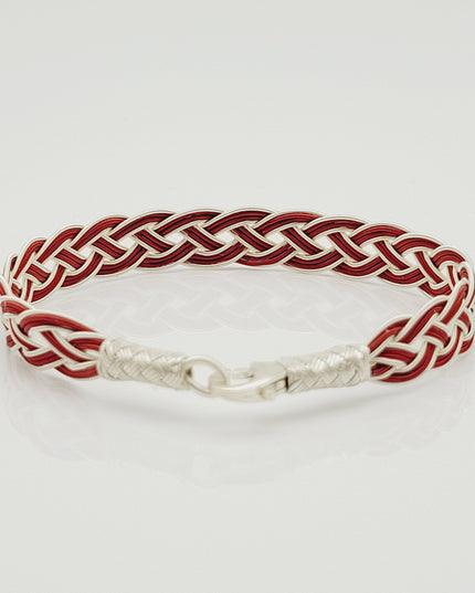 Unisex Geflochtenes Armband 925er Silber Draht Rot