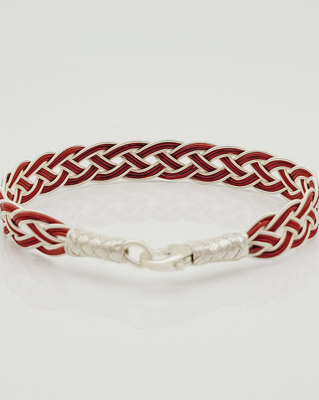 Unisex Geflochtenes Armband 925er Silber Draht Rot