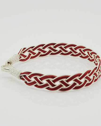 Unisex Geflochtenes Armband 925er Silber Draht Rot