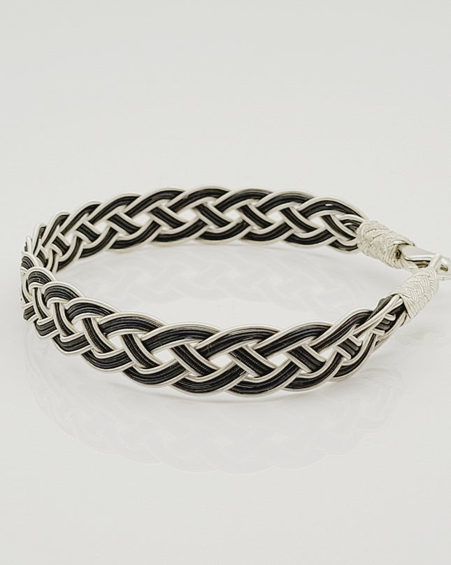 Unisex Geflochtenes Armband 925er Silber Draht Grau
