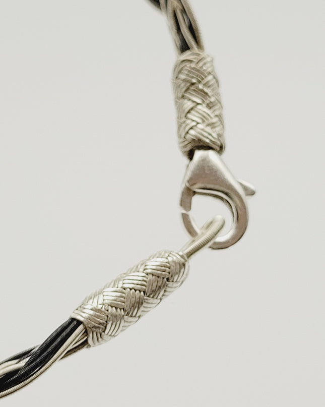Unisex Geflochtenes Armband 925er Silber Draht Grau