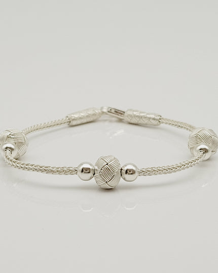 Perlen Unisex  Geflochtenes Armband 925er Silber Weiß