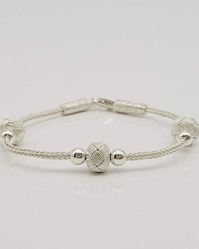 Perlen Unisex  Geflochtenes Armband 925er Silber Weiß