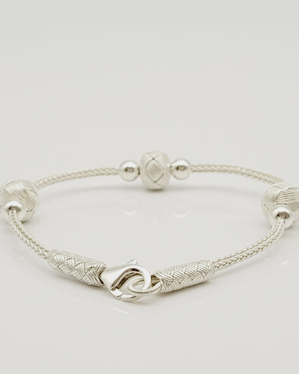 Perlen Unisex  Geflochtenes Armband 925er Silber Weiß