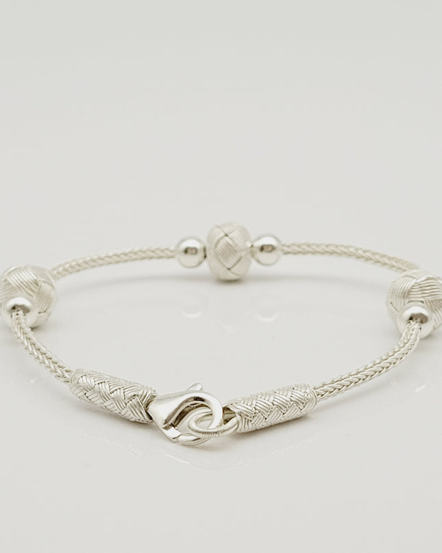 Perlen Unisex  Geflochtenes Armband 925er Silber Weiß