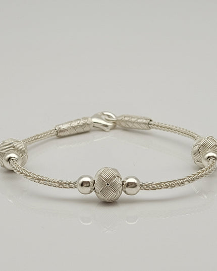Perlen Unisex  Geflochtenes Armband 925er Silber Weiß