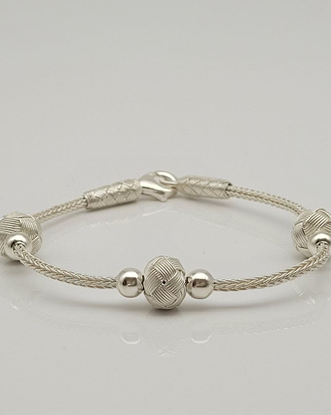 Perlen Unisex  Geflochtenes Armband 925er Silber Weiß