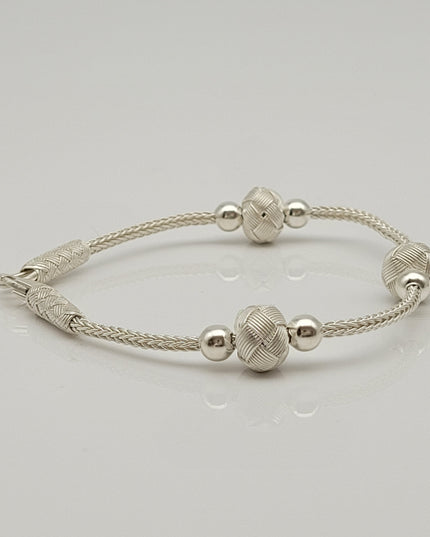 Perlen Unisex  Geflochtenes Armband 925er Silber Weiß