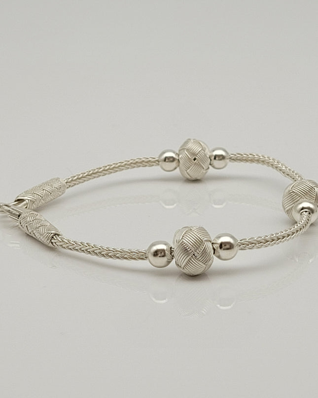 Perlen Unisex  Geflochtenes Armband 925er Silber Weiß