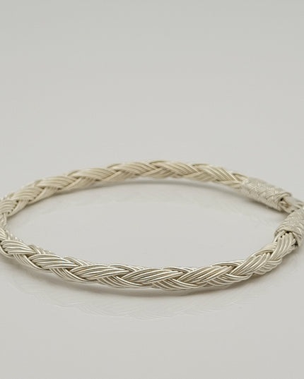 Unisex Geflochtenes Armband 925er Silber Regen Weiß
