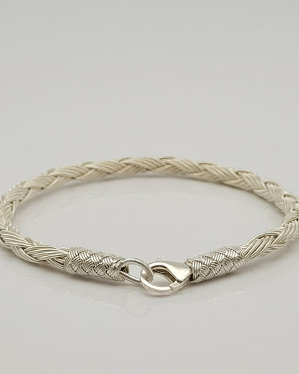 Unisex Geflochtenes Armband 925er Silber Regen Weiß