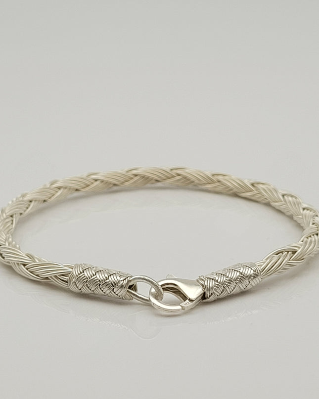 Unisex Geflochtenes Armband 925er Silber Regen Weiß