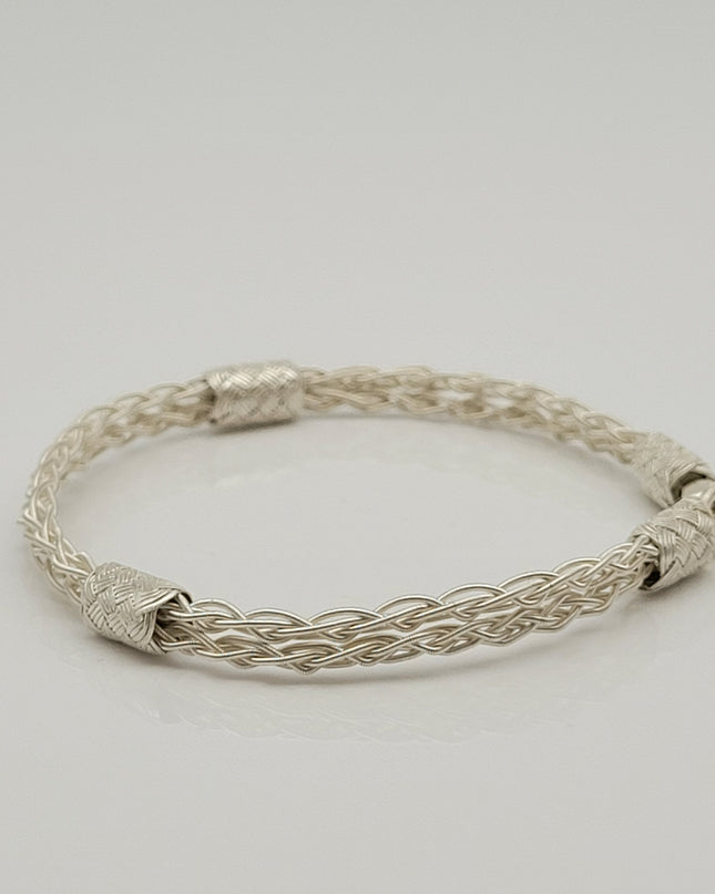 Unisex Geflochtenes Armband 925er Silber Love Weiß