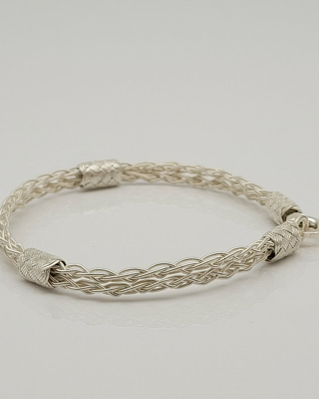 Unisex Geflochtenes Armband 925er Silber Love Weiß
