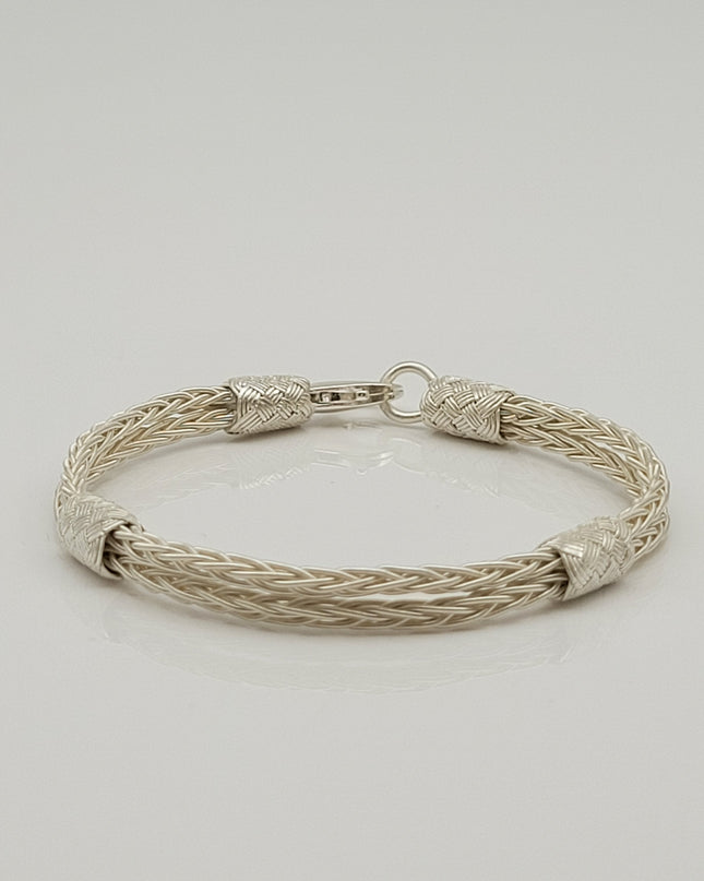 Unisex  Geflochtenes Armband 925er Silber Schnee Weiß