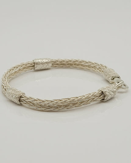Unisex  Geflochtenes Armband 925er Silber Schnee Weiß