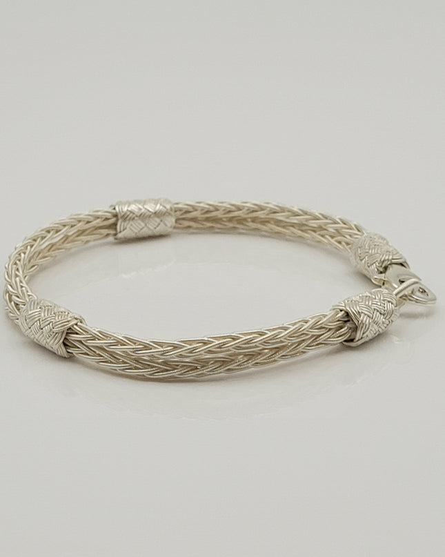 Unisex  Geflochtenes Armband 925er Silber Schnee Weiß