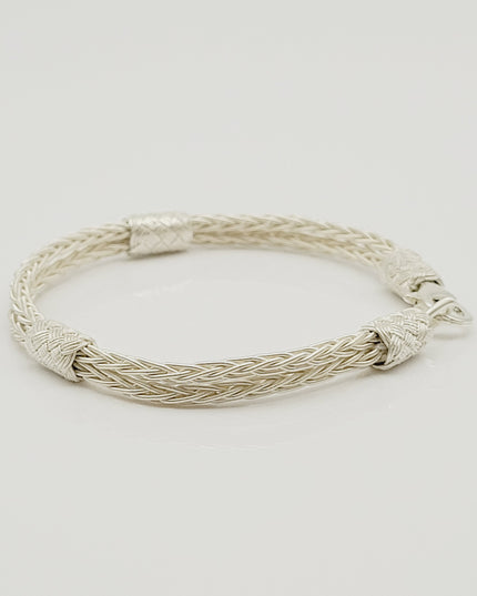 Unisex  Geflochtenes Armband 925er Silber Schnee Weiß