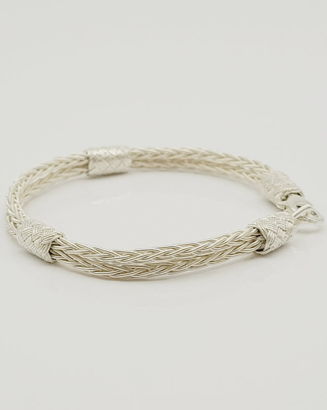 Unisex  Geflochtenes Armband 925er Silber Schnee Weiß