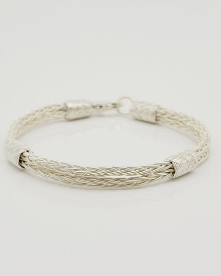 Unisex  Geflochtenes Armband 925er Silber Schnee Weiß