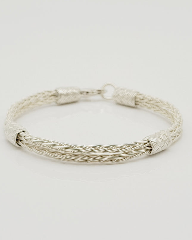 Unisex  Geflochtenes Armband 925er Silber Schnee Weiß