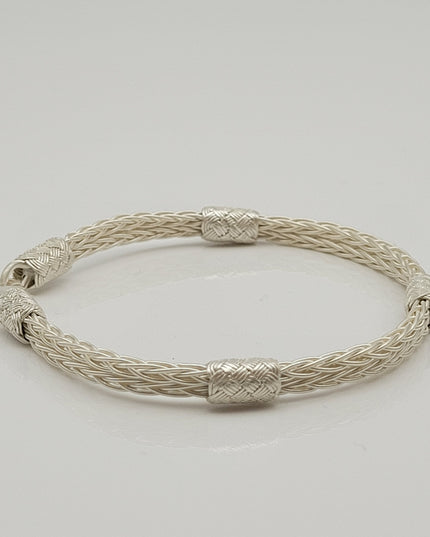 Unisex Geflochtenes Armband 925er Silber Sky Weiß