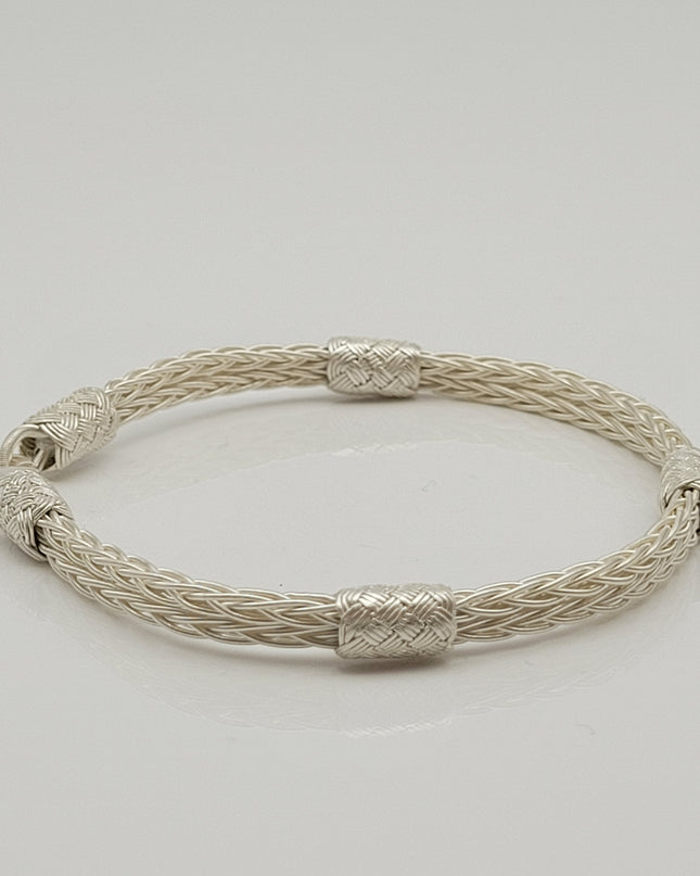 Unisex Geflochtenes Armband 925er Silber Sky Weiß