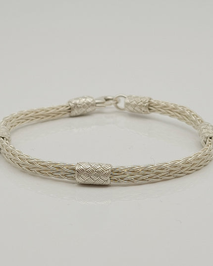 Unisex Geflochtenes Armband 925er Silber Sky Weiß
