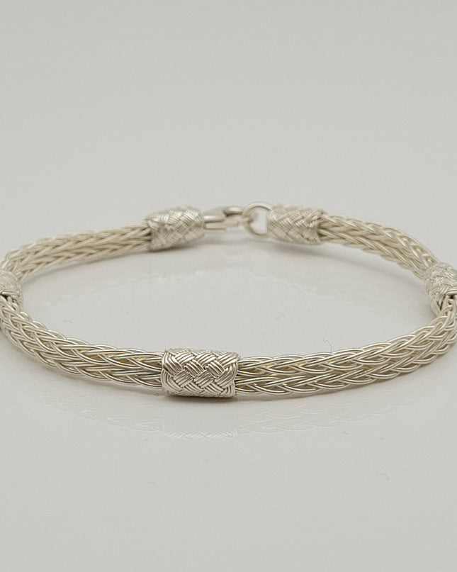 Unisex Geflochtenes Armband 925er Silber Sky Weiß