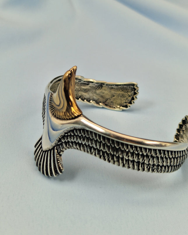 925 Silber Unisex Handgemachter Wildlife Adler Bangle Armreif