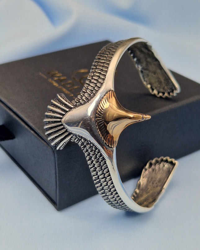 925 Silber Unisex Handgemachter Wildlife Adler Bangle Armreif