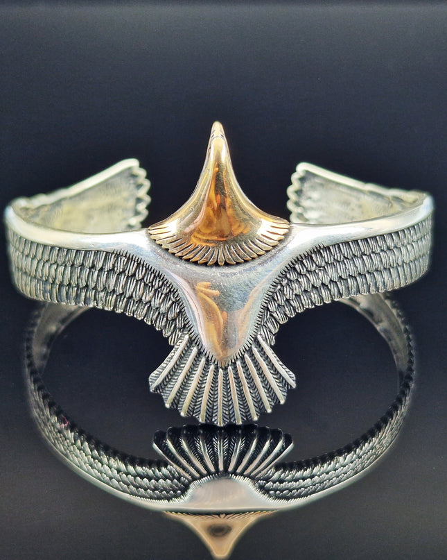 925 Silber Unisex Handgemachter Wildlife Adler Bangle Armreif
