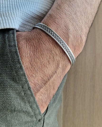 925 Silber Unisex Handgemachter Armreif Bangle