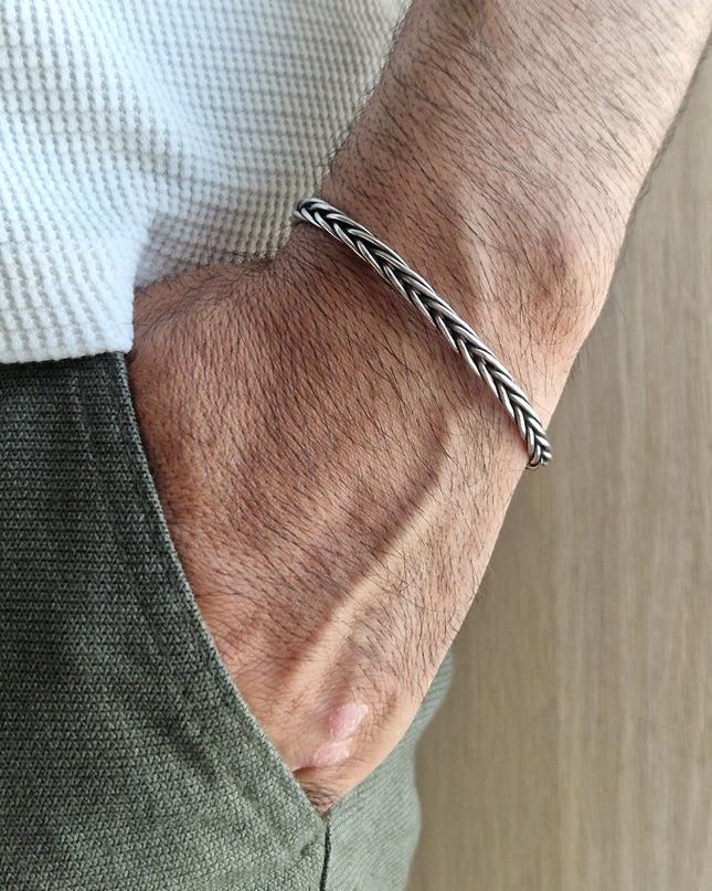 925 Silber Unisex Handgemachter Armreif Bangle