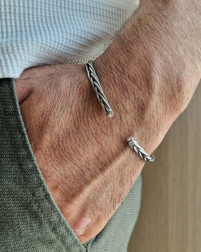 925 Silber Unisex Handgemachter Armreif Bangle