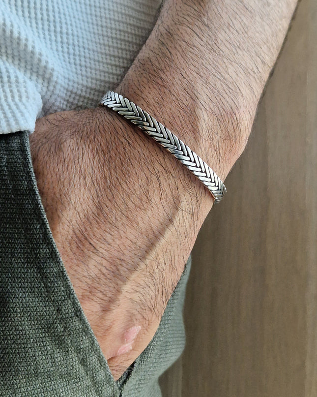 925 Silber Unisex Handgemachter Armreif Bangle