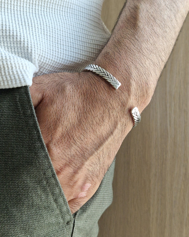 925 Silber Unisex Handgemachter Armreif Bangle