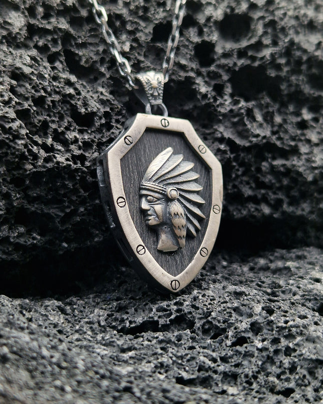 Indianerhäuptling Halskette 925 Sterling Silber