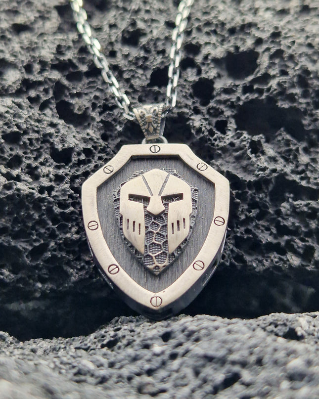 Krieger Helm Halskette 925 Sterling Silber