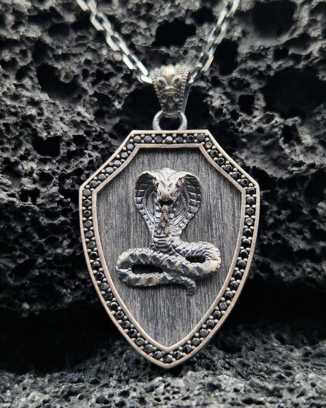 Kobra Halskette 925 Sterling Silber mit Zirkon