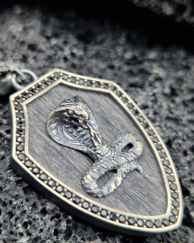 Kobra Halskette 925 Sterling Silber mit Zirkon