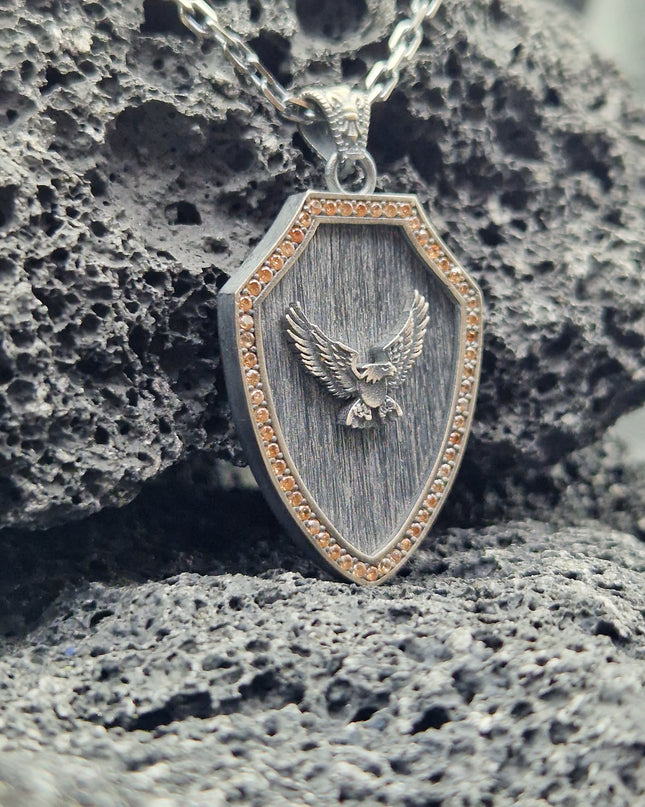 Geflügelte Adler Halskette 925 Sterling Silber mit Zirkon