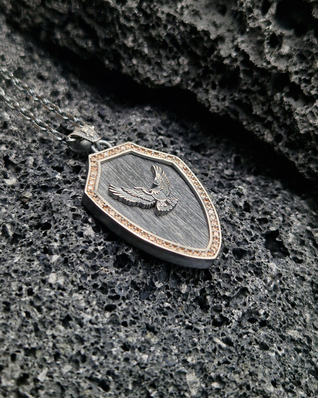 Geflügelte Adler Halskette 925 Sterling Silber mit Zirkon