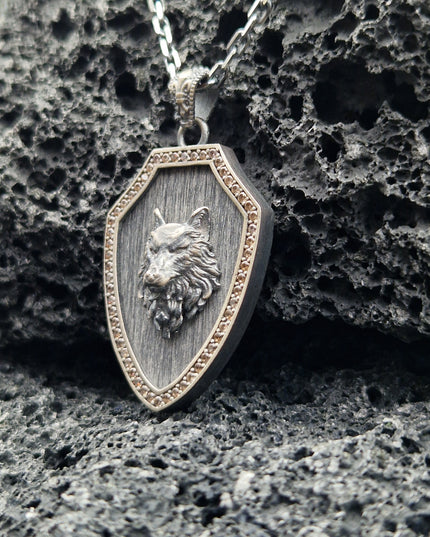 Wolf Halskette 925 Sterling Silber