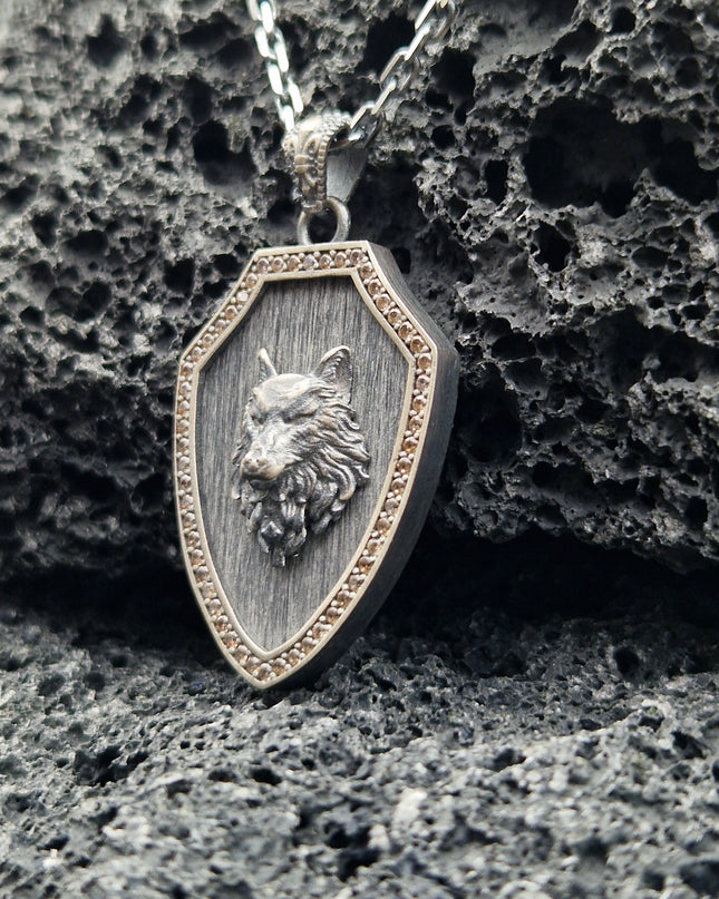 Wolf Halskette 925 Sterling Silber